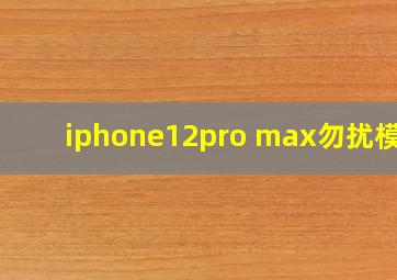 iphone12pro max勿扰模式